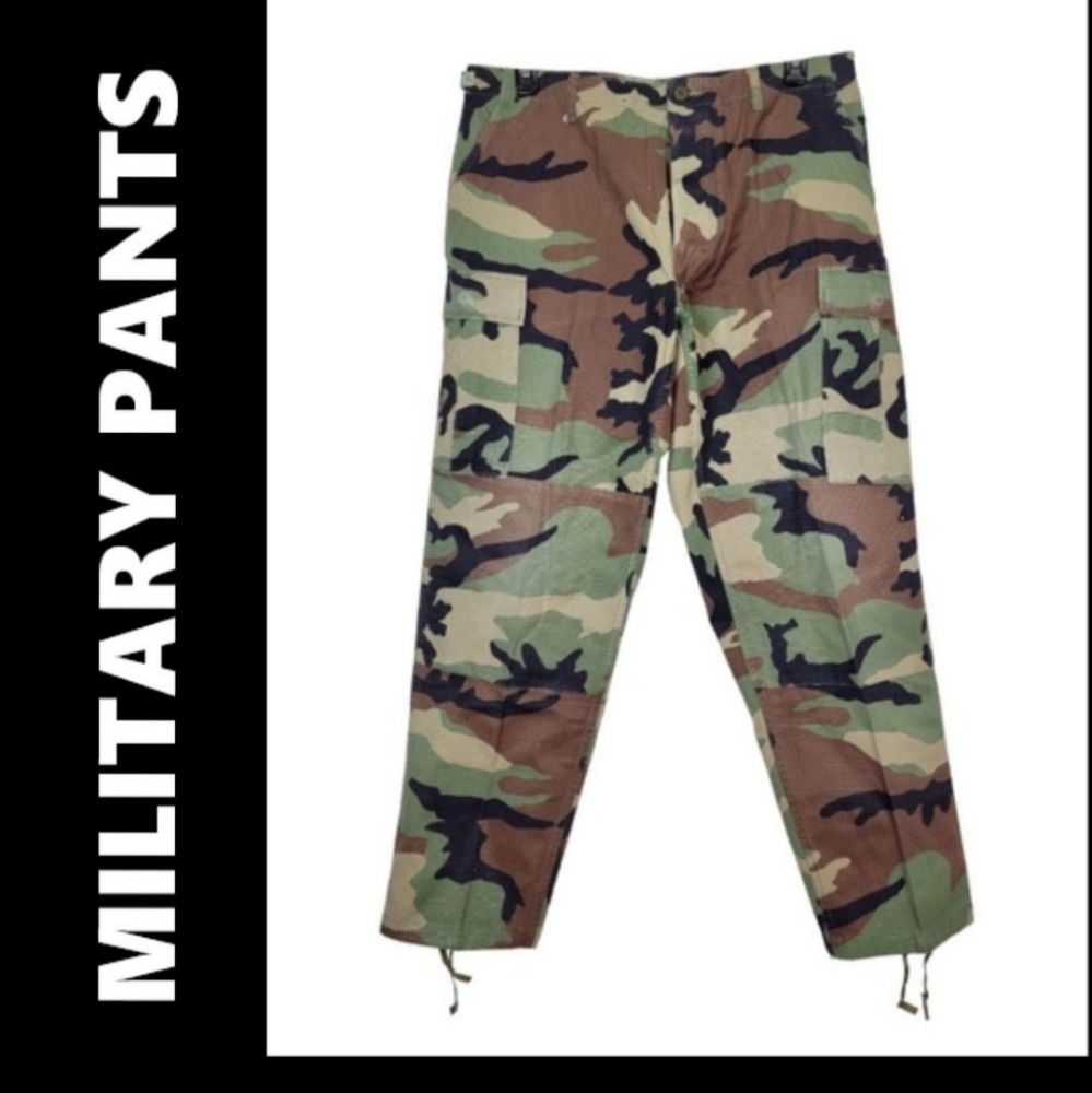 Military BDU Cargo Pants  Size Large L Flat Front Military Camouflage